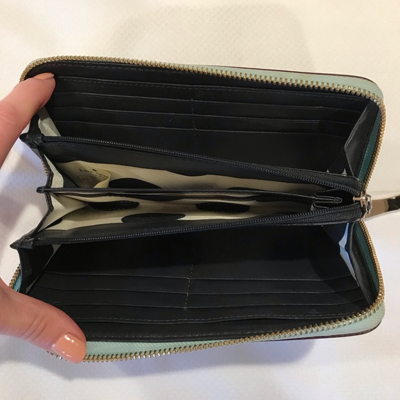 Bundle Coach Three Fold Leather Purple/Pink Wallet & Kaye Spade Blue/Green - Picture 5 of 9